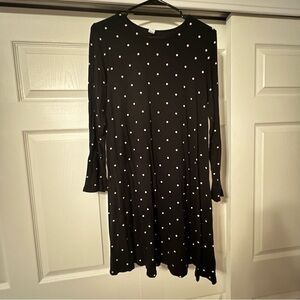 Old Navy Black and White Polka Dot Long Sleeve Dress